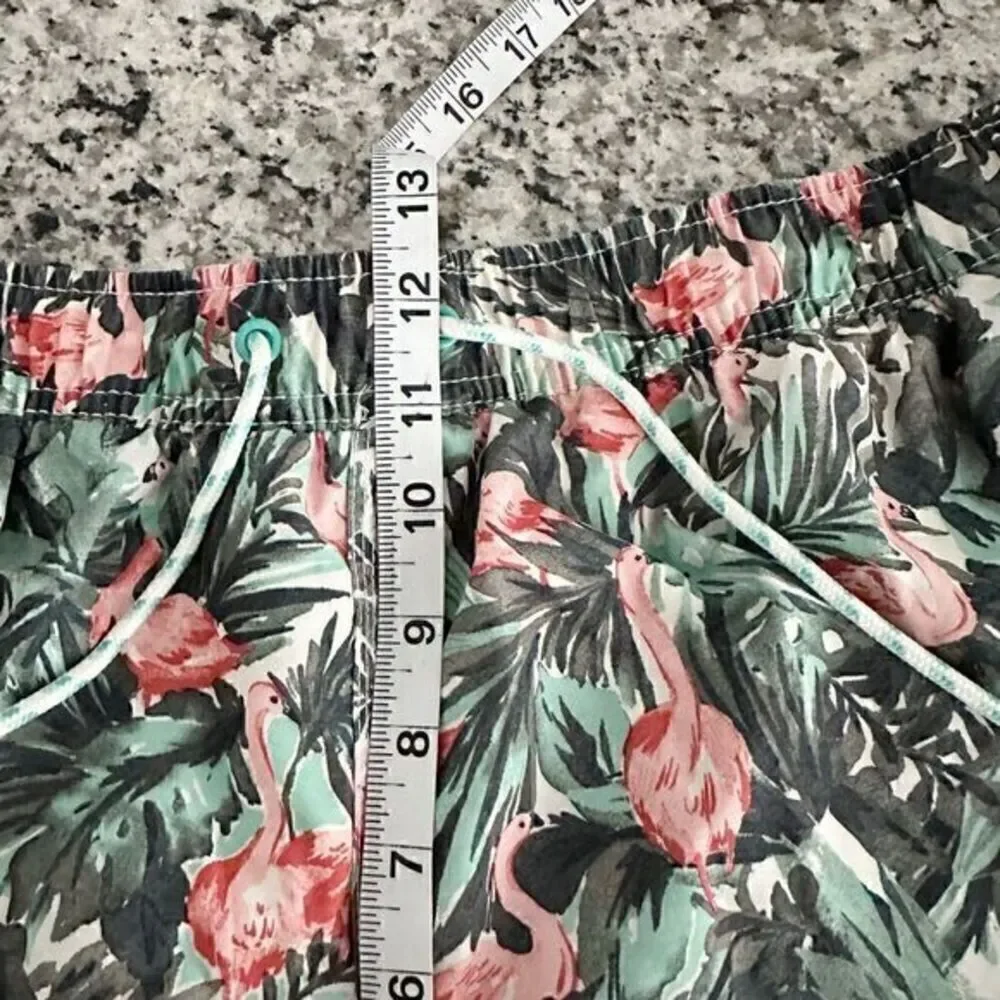 Goodfellow & Co Tropical Flamingo Print Above Knee Swim Trunks‎ Green Size Large